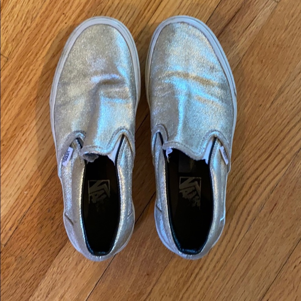 Vans Slip Ons, Silver, 8.5 Women’s/7.5 Men’s
